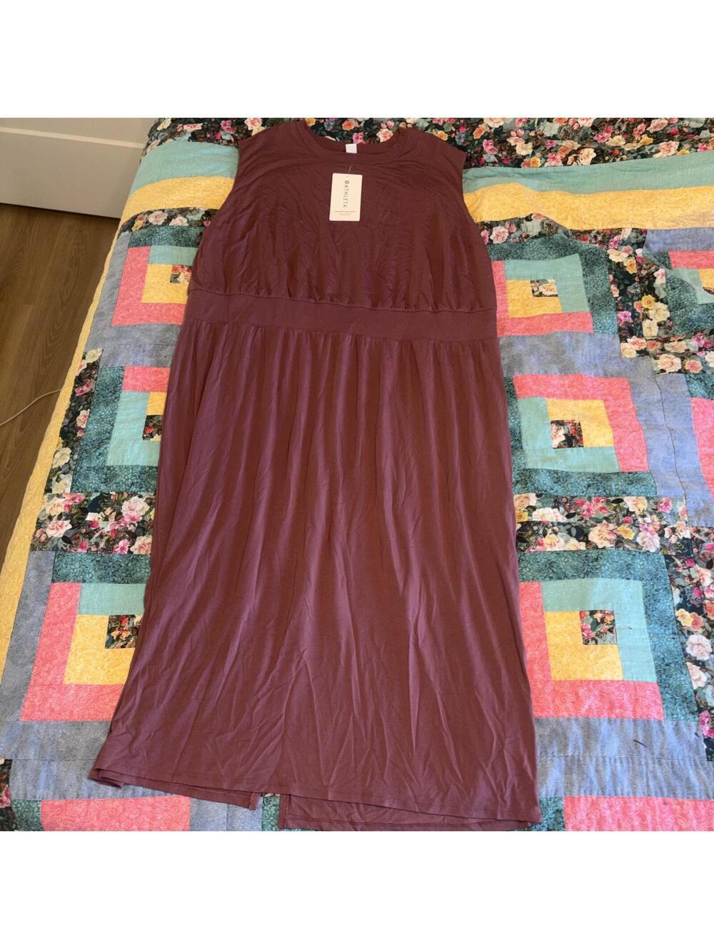 Athleta New $98 Womans 2X Sleeveless Midi Strethy Dress with Waistband formal
